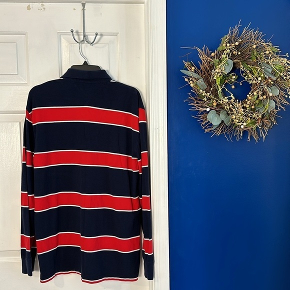Men’s Tommy Hilfiger Blue & Red Striped Classic Fit Long Sleeve Pullover Size L - Picture 6 of 7